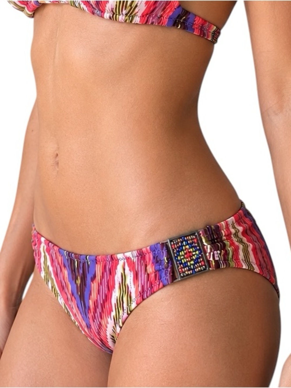 Nanette Lepore Tease Embellished Beaded Accent Side Bikini Swim Bottom Sz M NWT!